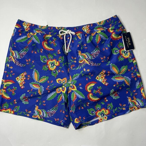 Polo Ralph Lauren Swim Trunks Mens XLT Lined Shorts Pockets Drawstring Floral - Picture 1 of 6